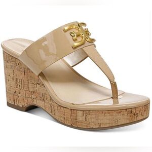 Sam Edelman Cork Patent Leather Wedge Sandals